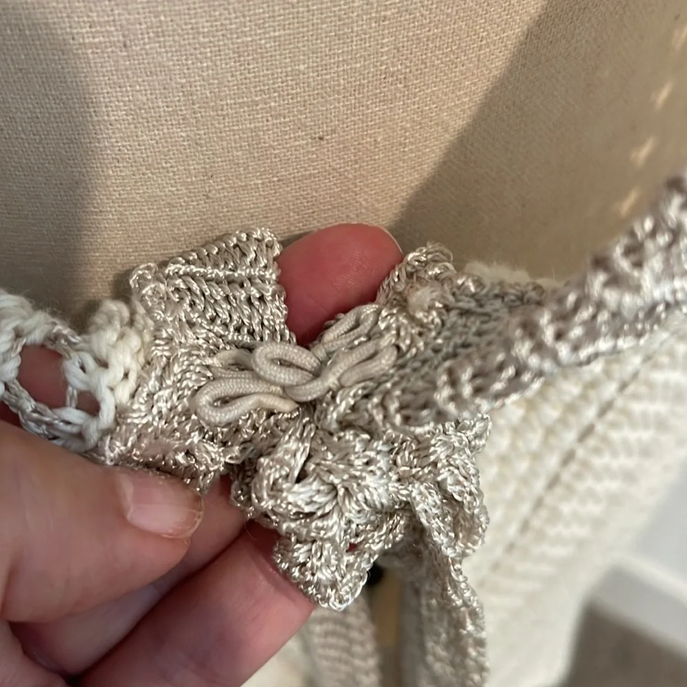 Coldwater Creek | crochet knit tie front cardigan sweater sz L/XL